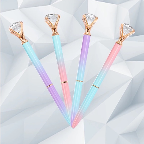 Other - Cotton Candy, Gradient Color Diamond Pens, Medium Tip, Ball Point Pen, Set Of 4